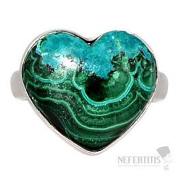 Malachit v chryzokol prsteň striebro Ag 925 R1474