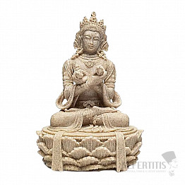 Buddha-Statue mit Dorje und Glockenfarbe beige