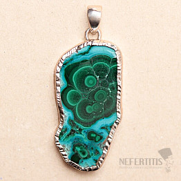 Malachit v chryzokolu plátek přívěsek stříbro Ag 925 P15