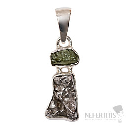 Vltavín a meteorit Campo del Cielo přívěsek stříbro Ag 925 LOT15