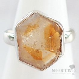 Citrine slice polished silver ring Ag 925 R151