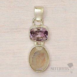 Moonstone rainbow pendant silver Ag 925 15104