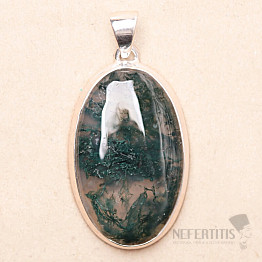 Achat-Moos-Anhänger Silber Ag 925 P1514