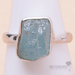 Akvamarín surový prsteň striebro Ag 925 R1516