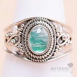 Mondstein Regenbogen grün Ring Silber Ag 925 15479