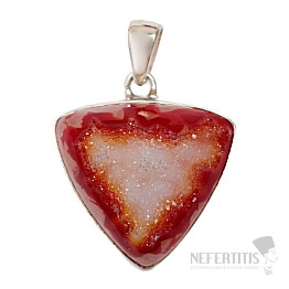 Achát drúzička red aura přívěsek stříbro Ag 925 P155