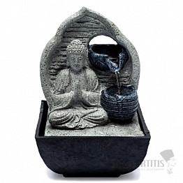 Izbová fontána Modliaci sa Budha sivý 18 cm