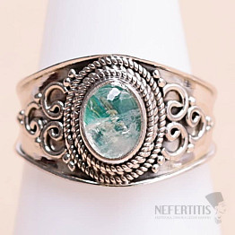 Mondstein Regenbogen grün Ring Silber Ag 925 15546