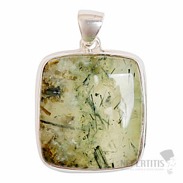 Prehnit with epidote pendant silver Ag 925 P156