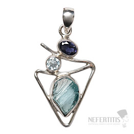 Designer pendant apatite blue neon silver Ag 925 P157