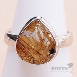 Sagenite crystal with rutile ring silver Ag 925 KO159