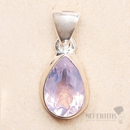 Ametyst levandulový broušený přívěsek stříbro Ag 925 P16