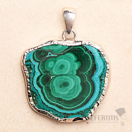 Malachit in Chrysokollscheibe Anhänger Silber Ag 925 P16