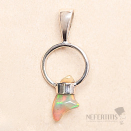 Opal Ethiopian raw tooth pendant silver Ag 925 LOT17