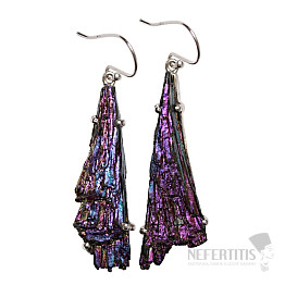 Kyanit duhový titanium aura náušnice stříbro Ag 925 E162