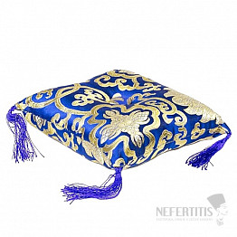 Pillow under the singing bowl blue with gold embroidery 14 cm