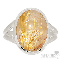 Sagenit křišťál s rutilem prsten stříbro Ag 925 R1670