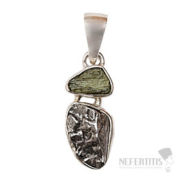 Vltavín a meteorit Campo del Cielo přívěsek stříbro Ag 925 LOT17