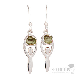 Dizajnové náušnice s vltavínom striebro Ag 925 E175