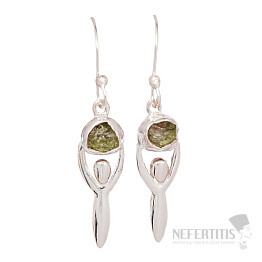 Designer earrings with moldavite silver Ag 925 E176