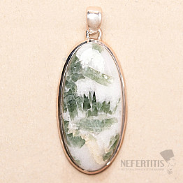 Green tourmaline in crystal pendant silver Ag 925 P178
