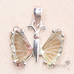 Turmalin-Schmetterlingsanhänger Silber Ag 925 LOT18