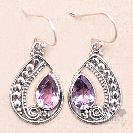 Amethyst cut earrings silver Ag 925 18055