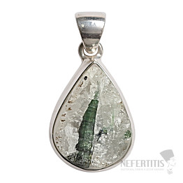 Green tourmaline in crystal pendant silver Ag 925 P182