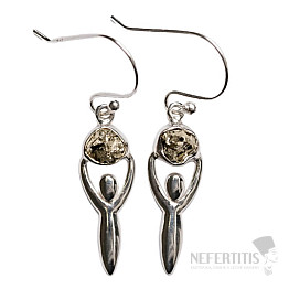 Designer earrings with pyrite, silver Ag 925 E183
