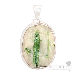 Turmalín zelený v krištáli prívesok striebro Ag 925 P188