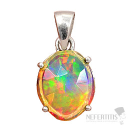 Ethiopian opal cut pendant silver Ag 925 P1897