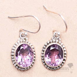Amethyst cut earrings silver Ag 925 19304