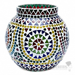 Svietnik sklo na čajové a votívne sviečky Mozaika multicolor 18 cm