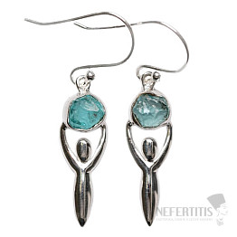 Dizajnové náušnice apatit modrý neón striebro Ag 925 E195