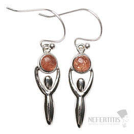 Designové náušnice sluneční kámen, stříbro Ag 925 E197