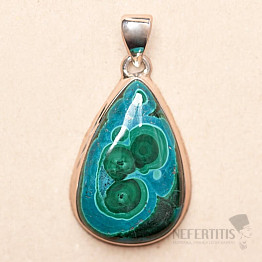 Malachite in chrysocolla pendant silver Ag 925 P1998