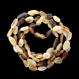 Jantár náhrdelník Multicolor beans Light satinovaný limitovaná kolekcia