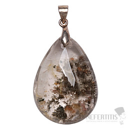 Lodolith-Kristallanhänger mit Einschlüssen, Silber Ag 925 Nr. 2