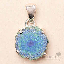 Azurit v malachitu řez krápníkem přívěsek stříbro Ag 925 P20