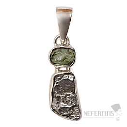 Moldavite and Campo del Cielo meteorite pendant silver Ag 925 LOT20