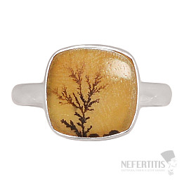 Achát dendritický prsteň striebro Ag 925 R2006