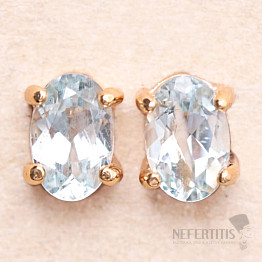 Topaz modrý brúsený náušnice pozlátené striebro Ag 925 20159