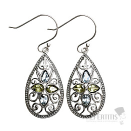 Dizajnové náušnice topaz brúsený striebro Ag 925 E209