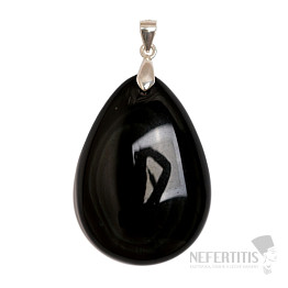 Black obsidian celestial eye pendant silver Ag 925 No. 21