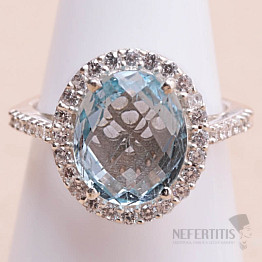 Topaz modrý prsten stříbro Ag 925 21937