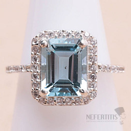 Topaz modrý prsten stříbro Ag 925 21969