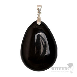 Black obsidian celestial eye pendant silver Ag 925 No. 22