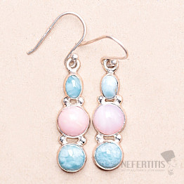 Larimar a opál růžový náušnice stříbro Ag 925 22781