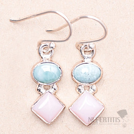 Larimar a opál růžový náušnice stříbro Ag 925 22788