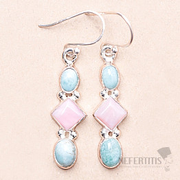 Larimar a opál růžový náušnice stříbro Ag 925 22790
